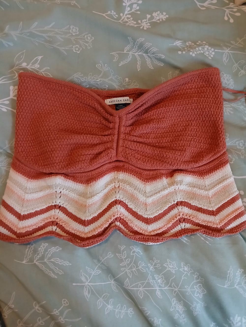 American Eagle Outfitters Rust Knit Strapless Top